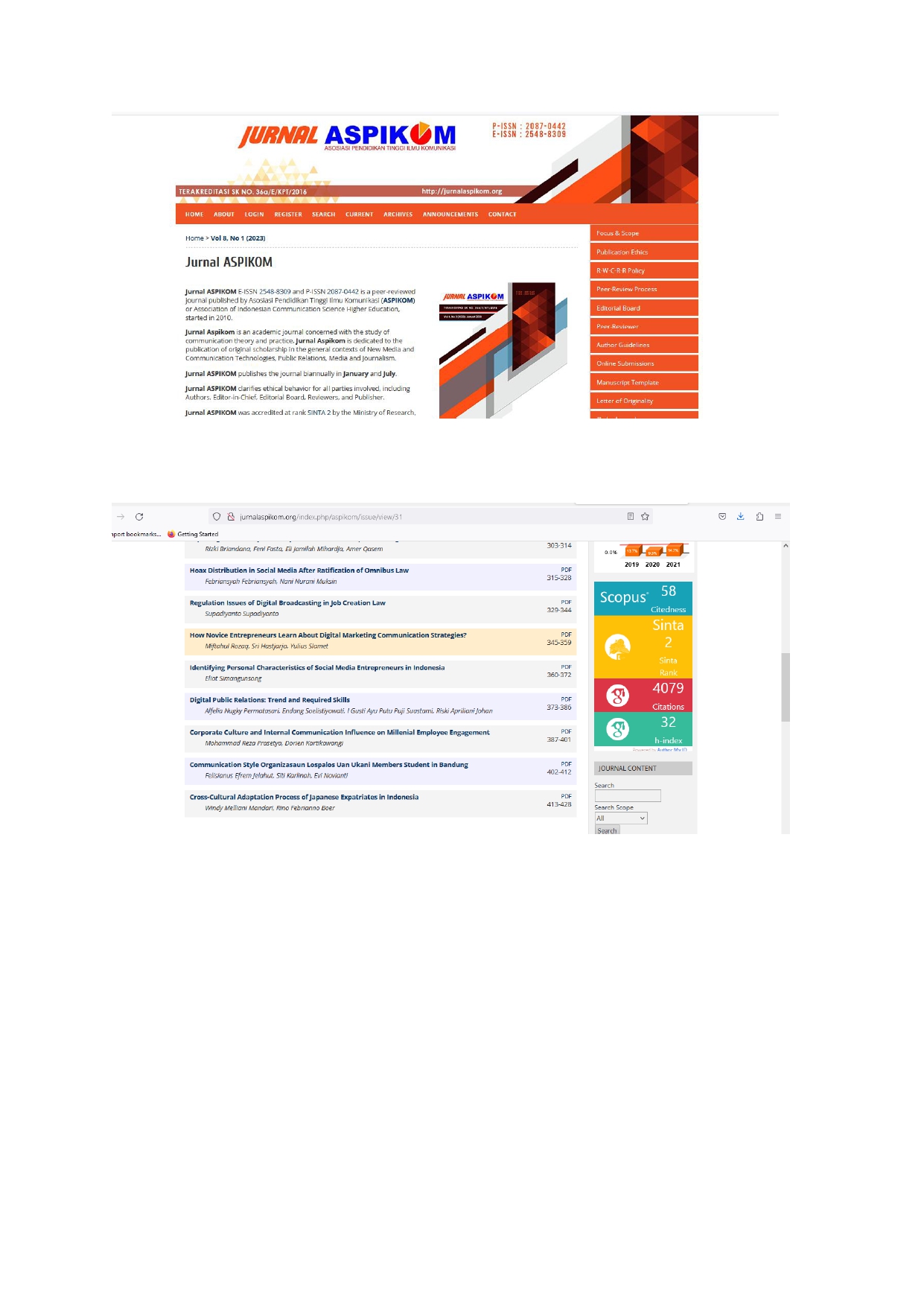 Publikasi: Hasil Uji Similarity Artikel pada Jurnal ASPIKOM berjudul: Regulation Issues of Digital Broadcasting in Job Creation Law